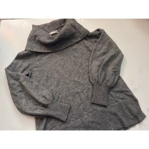 Anthropologie Gray Cowl Neck Balloon Sleeve Knit Sweater Small Heathered Gray